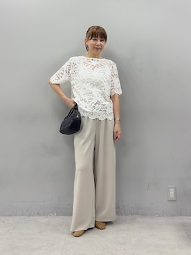 「PUAL CE CIN（ピュアルセシン）のサイドリブ ラインパンツ（Pants、グレー系）」を使った、denruriさん（レディース・160cm）の夏コーディネート