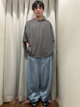 「ITEMS URBANRESEARCH（アイテムズ アーバンリサーチ）のワイドフィットショートスリーブポンチTシャツ（Tシャツ/カットソー、グレー系）」を使った、kaiさん（メンズ・178cm）の夏コーディネート