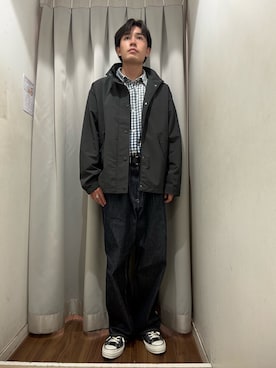 「ITEMS URBANRESEARCH（アイテムズ アーバンリサーチ）の『防風/撥水』ナイロンスタンドネックミリタリーブルゾン（ブルゾン、ブラック系）」を使った、kaiさん（メンズ・178cm）の秋コーディネート