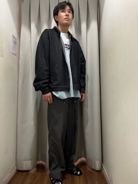 「ITEMS URBANRESEARCH（アイテムズ アーバンリサーチ）のDenim Zip Up Blouson（ブルゾン、ブラック系）」を使った、kaiさん（メンズ・178cm）の秋コーディネート