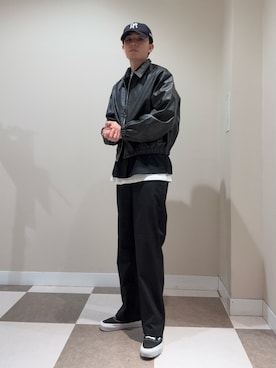 「アイテム（ライダースジャケット）」を使った、kaiさん（メンズ・178cm）の秋コーディネート