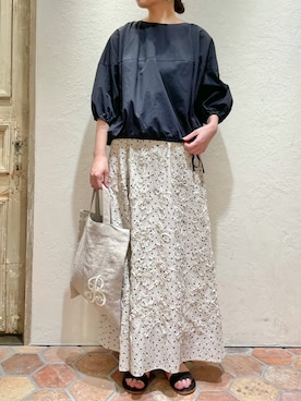 「テープ刺繍」｜mayuko.iさん（レディース・162cm）の夏コーディネート