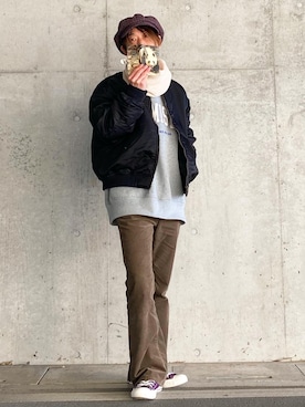 「GUコーデ」｜「アイテム（MA-1）」を使った、tanda1015🐼不定期投稿さん（メンズ・167cm）の冬コーディネート