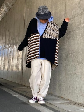 「チャイハネ（チャイハネ）のアイテム（カーディガン/ボレロ）」を使った、tanda1015🐼不定期投稿さん（メンズ・167cm）の春コーディネート