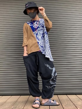 「チャイハネ（チャイハネ）のアイテム（サンダル）」を使った、tanda1015🐼不定期投稿さん（メンズ・167cm）の夏コーディネート