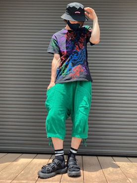 「LIQUID BLUE（リキッドブルー）のアイテム（トップス）」を使った、tanda1015🐼不定期投稿さん（メンズ・167cm）の夏コーディネート