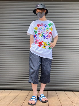 「LIQUID BLUE（リキッドブルー）のアイテム（トップス）」を使った、tanda1015🐼不定期投稿さん（メンズ・167cm）の夏コーディネート