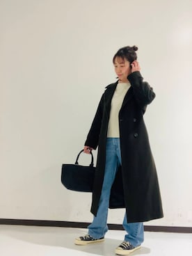 「アイテム（チェスターコート）」を使った、rika517さん（レディース・165cm）の冬コーディネート