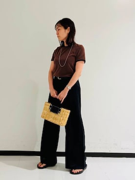 「アイテム（かごバッグ）」を使った、rika517さん（レディース・165cm）の夏コーディネート