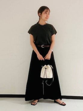 「URBAN RESEARCH（アーバンリサーチ）のスーピマコットンフレンチスリーブカットソー（Tシャツ/カットソー）」を使った、rika517さん（レディース・165cm）の夏コーディネート