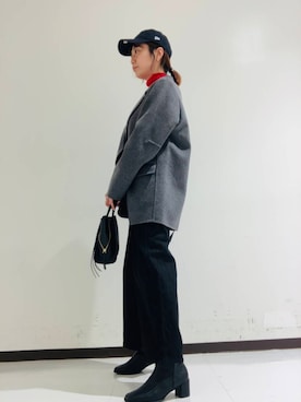 「冬の差し色コーデ」｜「アイテム（キャップ）」を使った、rika517さん（レディース・165cm）の冬コーディネート