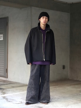 「my beautiful landlet（マイビューティフルランドレット）のアイテム（ブルゾン）」を使った、コバシミツキさん（メンズ・170cm）の秋コーディネート