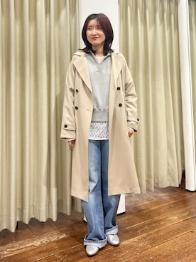 「URBAN RESEARCH（アーバンリサーチ）の『撥水/UVカット』ドロストトレンチコート（トレンチコート、ベージュ系）」を使った、idetomoさん（レディース・156cm）の冬コーディネート