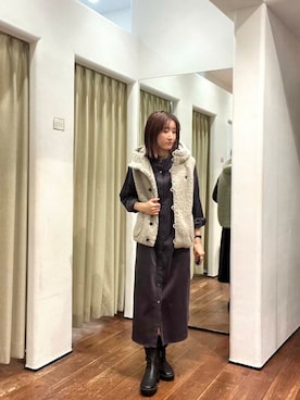 「GYMPHLEX（ジムフレックス）のGYMPHLEX　BOA HOODED VEST（その他アウター）」を使った、idetomoさん（レディース・156cm）の秋コーディネート