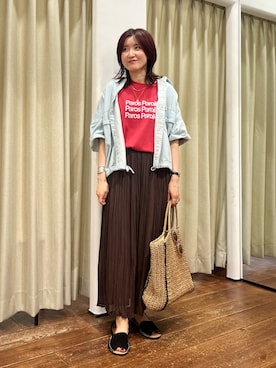 「URBAN RESEARCH（アーバンリサーチ）のアイテム（Tシャツ/カットソー）」を使った、idetomoさん（レディース・156cm）の夏コーディネート