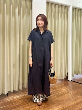 「アイテム（バレエシューズ、ブラウン系）」を使った、idetomoさん（レディース・156cm）の夏コーディネート