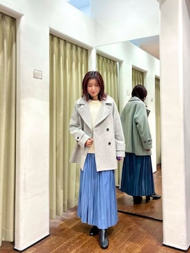 「アイテム（ピーコート）」を使った、idetomoさん（レディース・156cm）の冬コーディネート