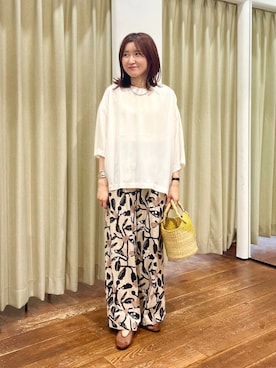 「アイテム（バレエシューズ、ブラウン系）」を使った、idetomoさん（レディース・156cm）の夏コーディネート