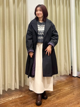 「撥水」｜「アイテム（ステンカラーコート）」を使った、idetomoさん（レディース・156cm）の秋コーディネート