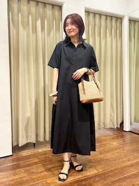 「URBAN RESEARCH DOORS（アーバンリサーチドアーズ）の衿付きスキッパーAラインワンピース（ワンピース、グレー系）」を使った、idetomoさん（レディース・156cm）の夏コーディネート