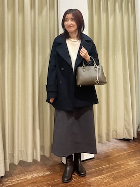 「アイテム（ピーコート）」を使った、idetomoさん（レディース・156cm）の冬コーディネート