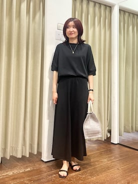 「URBAN RESEARCH DOORS（アーバンリサーチドアーズ）のモダールコットン裏毛ドルマンプルオーバー（Tシャツ/カットソー、ブラック系）」を使った、idetomoさん（レディース・156cm）の春コーディネート