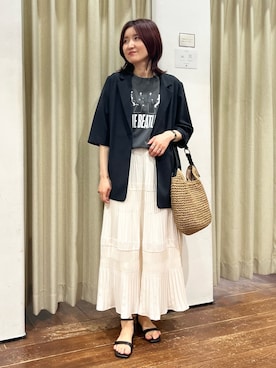「URBAN RESEARCH（アーバンリサーチ）の『UR TECH DRYLUXE』ハーフスリーブジャケット（その他アウター、ブラック系）」を使った、idetomoさん（レディース・156cm）の春コーディネート