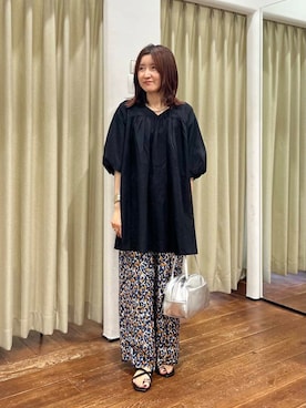 「アイテム（チュニック、ブラック系）」を使った、idetomoさん（レディース・156cm）の夏コーディネート