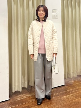 「URBAN RESEARCH DOORS（アーバンリサーチドアーズ）のカポックキルトミドルジャケット（その他アウター、ホワイト系）」を使った、idetomoさん（レディース・156cm）の冬コーディネート