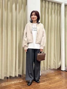 「URBAN RESEARCH DOORS（アーバンリサーチドアーズ）のダンボールZIPカーディガン（カーディガン/ボレロ、ベージュ系）」を使った、idetomoさん（レディース・156cm）の秋コーディネート