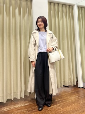 「URBAN RESEARCH DOORS（アーバンリサーチドアーズ）の袖ボリュームスタンドコート（トレンチコート、ベージュ系）」を使った、idetomoさん（レディース・156cm）の春コーディネート