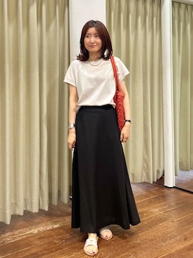 「URBAN RESEARCH（アーバンリサーチ）のスーピマコットンフレンチスリーブカットソー（Tシャツ/カットソー）」を使った、idetomoさん（レディース・156cm）の夏コーディネート