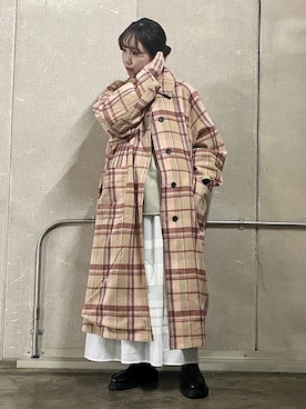 「リバーシブル」｜「アイテム（ステンカラーコート）」を使った、イチムラさん（レディース・158cm）の秋コーディネート