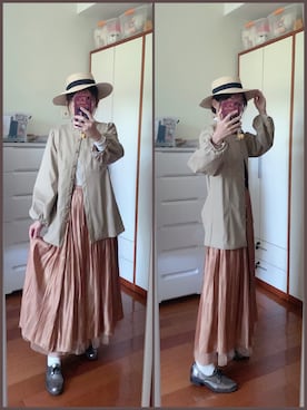 「LA BELLE ETUDE（ラベルエチュード）のアイテム（ノーカラージャケット）」を使った、yuyanllさん（レディース・159cm）の秋コーディネート
