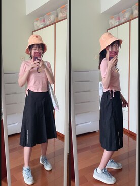 「通勤穿搭」｜「アイテム（帽子）」を使った、yuyanllさん（レディース・159cm）の夏コーディネート