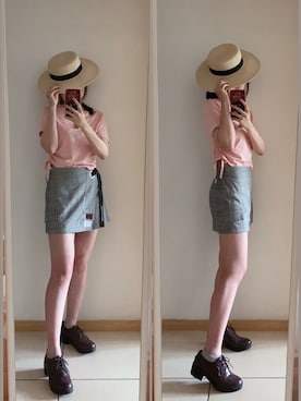「通勤穿搭」｜「アイテム（帽子）」を使った、yuyanllさん（レディース・159cm）の夏コーディネート