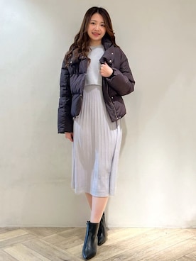 「index（インデックス）のKAWADAダウンショートコート【撥水/洗濯機OK/静電気防止裏地】《XS～LL》（ダウンジャケット/コート、ブラウン系）」を使った、yuikaさん（レディース・167cm）の冬コーディネート