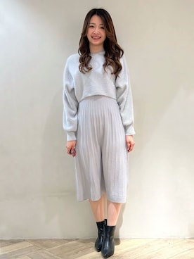 「index（インデックス）の【抗菌防臭】レザー調スムースショートブーツ（ブーツ、ブラック系）」を使った、yuikaさん（レディース・167cm）の冬コーディネート