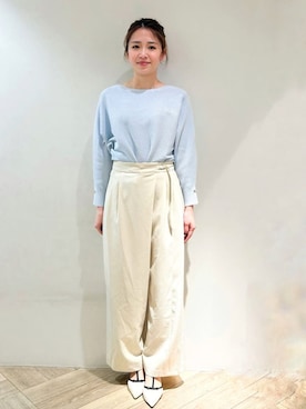 「index（インデックス）の《5color》ドルマンリブニット【洗濯機洗い可/抗ピル】（ニット/セーター、ブルー系）」を使った、yuikaさん（レディース・167cm）の春コーディネート