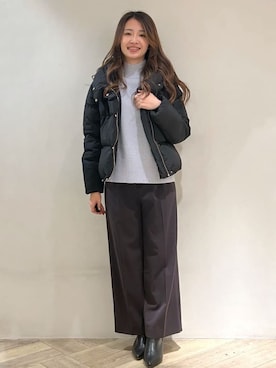 「index（インデックス）のKAWADAダウンショートコート【撥水/洗濯機OK/静電気防止裏地】《XS～LL》（ダウンジャケット/コート、ブラック系）」を使った、yuikaさん（レディース・167cm）の冬コーディネート