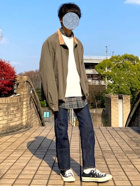 「WYM LIDNM（ウィム バイ リドム）のアイテム（ニット/セーター）」を使った、りょうさん（メンズ・166cm）の冬コーディネート