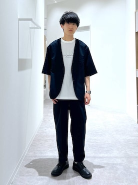 「アイテム（ノーカラージャケット）」を使った、りょうさん（メンズ・166cm）の夏コーディネート