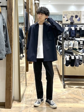 「GLOBAL WORK（グローバルワーク）のらくごこちフィットソックス/ミドル/283172（ソックス/靴下、ホワイト系）」を使った、りょうさん（メンズ・166cm）の春コーディネート