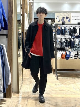 「アイテム（ステンカラーコート）」を使った、りょうさん（メンズ・166cm・20代）の冬コーディネート