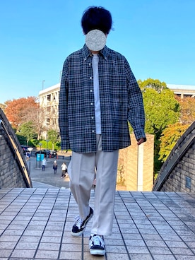 「WYM LIDNM（ウィム バイ リドム）のアイテム（パンツ）」を使った、りょうさん（メンズ・166cm）の秋コーディネート