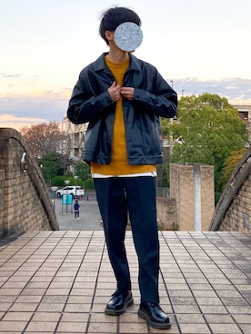 「UNIQLO（ユニクロ）のアイテム（スラックス）」を使った、りょうさん（メンズ・166cm）の冬コーディネート