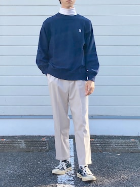 「WYM LIDNM（ウィム バイ リドム）のアイテム（パンツ）」を使った、りょうさん（メンズ・166cm）の秋コーディネート