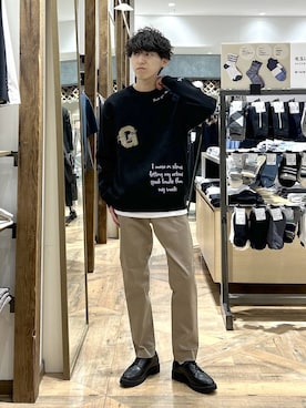 「GLOBAL WORK（グローバルワーク）のらくごこちフィットソックス/ミドル/283172（ソックス/靴下、ホワイト系）」を使った、りょうさん（メンズ・166cm）の春コーディネート