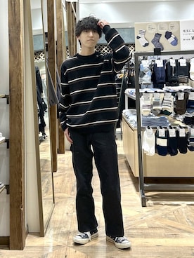 「GLOBAL WORK（グローバルワーク）のらくごこちフィットソックス/ミドル/283172（ソックス/靴下、ホワイト系）」を使った、りょうさん（メンズ・166cm）の春コーディネート