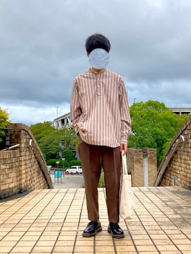 「GU（ジーユー）のアイテム（スラックス）」を使った、りょうさん（メンズ・166cm）の秋コーディネート